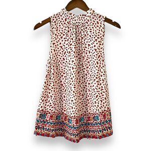 Savanna Jane Boho Embroidered Halter Tank Top S Animal Print Aztec Trim